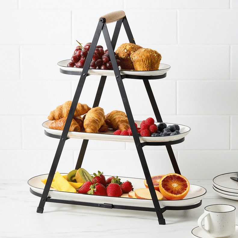 Mona 3 Tier Serving Tower White with Black Speckle Kitchen Warehouse™